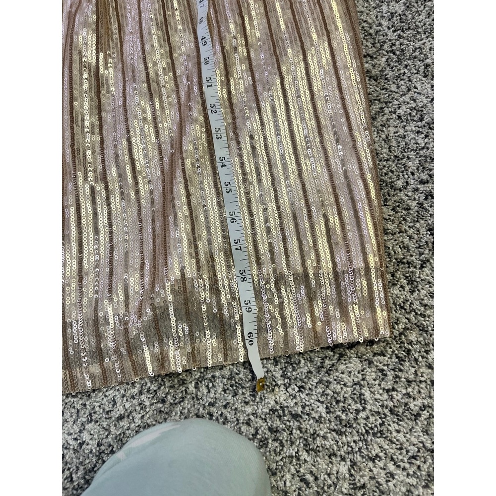 Adrianna Papell Weddington Way Gold Sequin Pleated Maxi Gown Formal Dress 2 - Picture 6 of 10